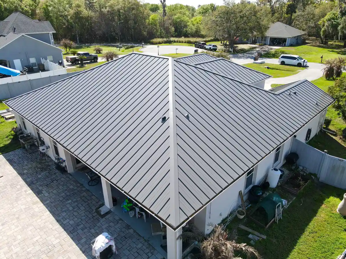 Drone left view of the Kissimmee metal roof