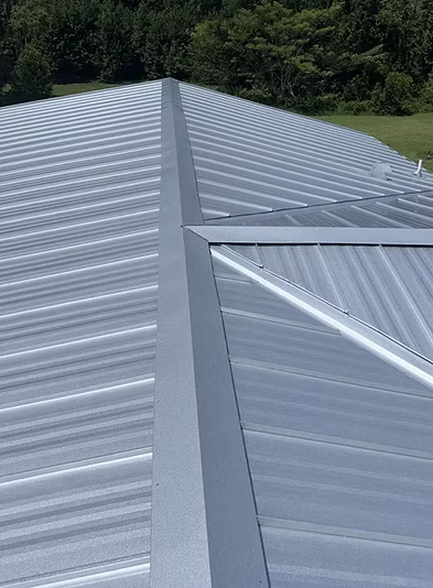 Close-up of a grey standing seam metal roof in Oakland, Florida