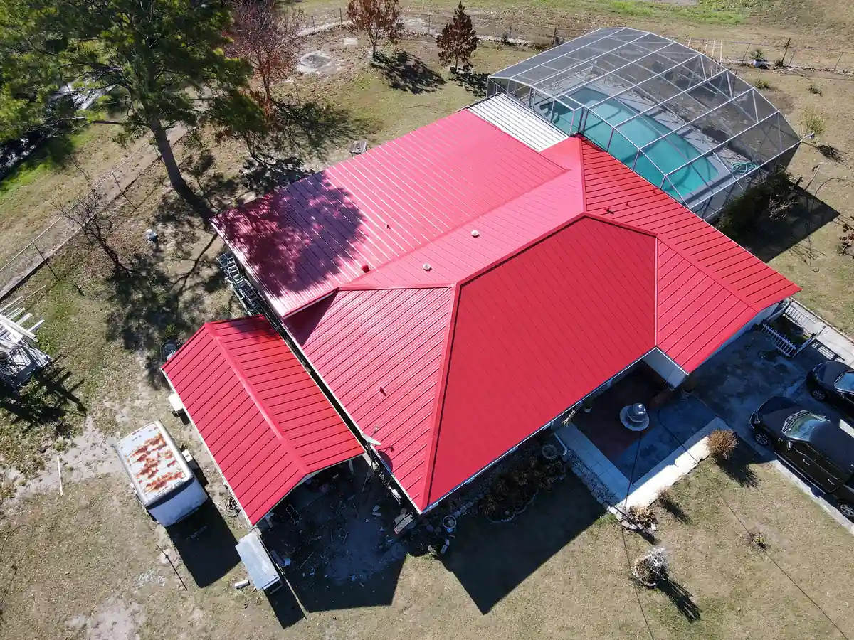 Metal roof drone view in Orlando, Florida