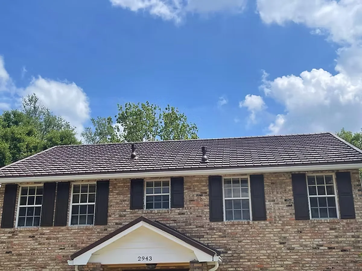 Stone-coated metal roof on a brick home in Orlando, Florida